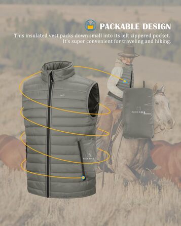 Чоловіча степкова жилетка 33,000ft для активного відпочинку та спорту. Гібридна жилетка з 5 кишенями, тепла, з капюшоном, для походів та їзди на коні (4XL, кам'яно-сірий)