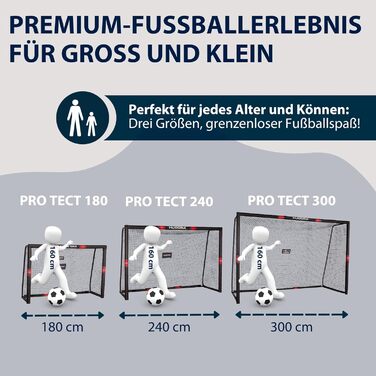 Hudora Pro Tect Soccer Goal - Large Outdoor Goal with Net & Padding - 180x120cm Single Goalpost for Kids & Adults