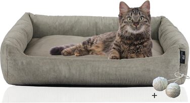 Кігтечка для котів Rohrschneider з м'якою тканиною Cordstoff та ігровим м'ячиком (Taupe, якісний Cordstoff)