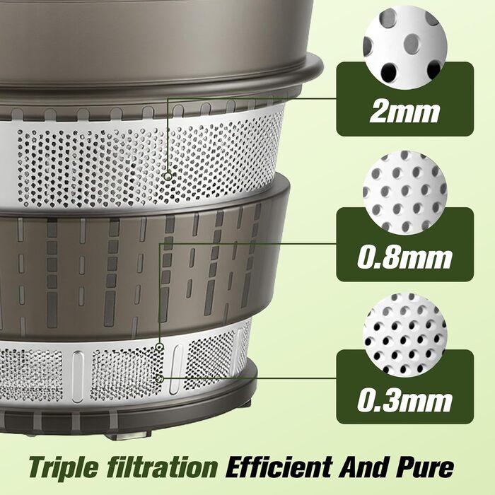 Шнекова соковижималка Entsafter Slow Juicer 400W для цілих овочів та фруктів, чаша 1.8л, холодний віджим, BPA-free