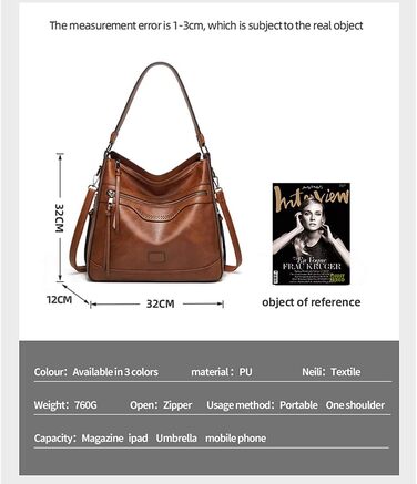 Сумка жіноча шкіряна (PU шкіра) через плече шопер Top-Griff елегантна коричнева Damen