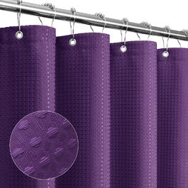 Драпіруваний душовий завіс Gibelle 183x213 см, вафельний візерунок, текстиль, фіолетовий, водонепроникний, для прання в машині