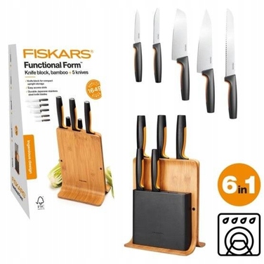 Набір ножів у підставці Fiskars Functional Form, 5 предметів