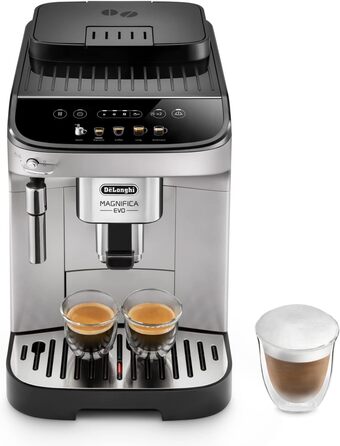 De'Longhi Magnifica Evo ECAM 292.33.SB Fully Automatic Coffee Machine with Milk Frother, 5 Direct Buttons for Espresso, Coffee, and Specialty Coffees, Intuitive Control Panel, 2-Cup Function, Silver/Black