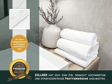 Набір білих рушників для рук ZOLLNER Premium, 50x70 см, 6 шт. — високопоглинаючі бавовняні рушники готельного якості, Oeko-Tex сертифіковані