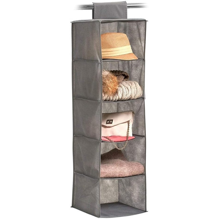 Органайзер для зберігання Zeller 14614 з 8 відділеннями, флізелін, тканина, сірий, 18 x 30 x 105 см