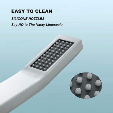 Shower head with hose 1.5m, high-pressure handheld shower with hose, brass fixed shower head with hose, water-saving shower head with pressure boosting for higher water pressure, with 1 jet type (square)