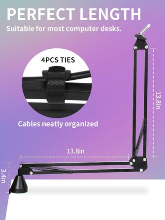 Кріплення для мікрофона HyperX QuadCast та інші - кріплення на стіл з поп-фільтром, сумісне з Blue Yeti, Razer Seiren Mini, YOUSHARES (8. Low Profile)