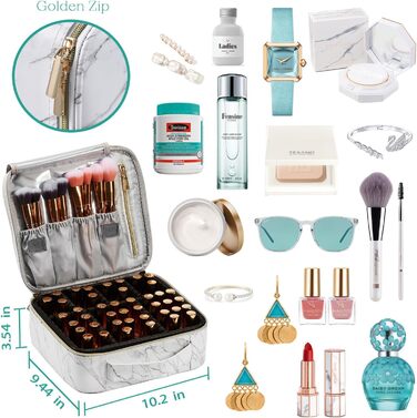 Косметичка для макіяжу та косметики, органайзер для подорожей, сумочка для косметики з ручкою та регульованими перегородками (шкіра 