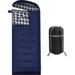 REDCAMP XL Cotton Sleeping Bag - Warm, Removable Hood, Flannel Comfort - 3-4 Season Sleeping Bag for Adults & Kids - Camping, Outdoor, Fishing - Blue (2lbs/3lbs Fill)