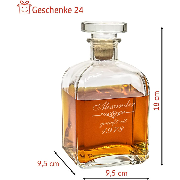 Elegant Whiskey Decanter with Engraving | Custom Text | Personalized Whiskey Decanter | 700ml | Dishwasher-Safe Engraving | Spirits Decanter for Vodka, Wine, Gin, Rum, Bourbon, Grappa | Gifts for Men