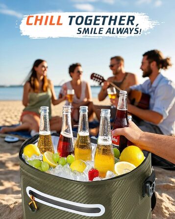 Lekesky 20L Ізольована Сумка-Холодильник – Переносна, Водонепроникна Сумка для Пікніка, Походу, Пляжу, Грилю (B-армійний зелений)