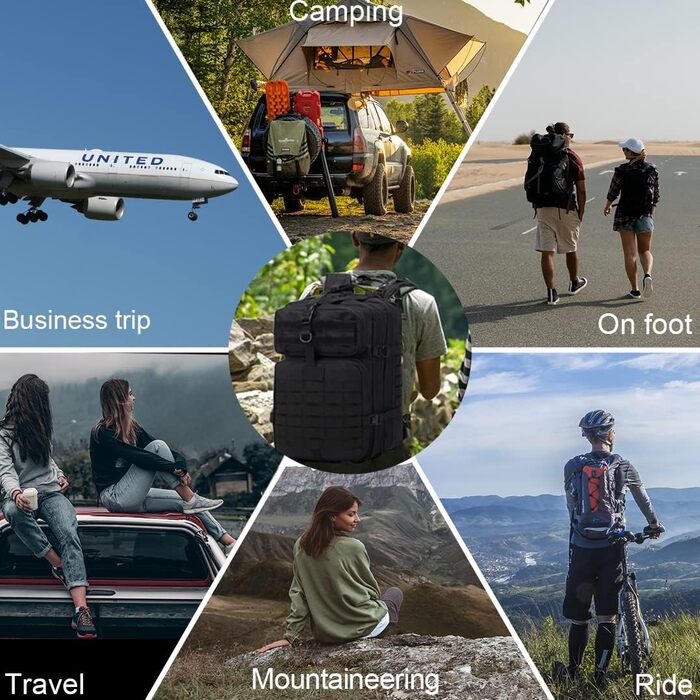 KSIBNW Military Backpack 50L Tactical, Large Capacity Survival Waterproof Climbing Hiking Trekking Backpack Travel 3 Days Outdoor Men's For Travel