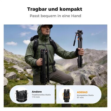 Штатив для камери K&F Concept з гідравлічною головою, алюмінієвий компактний штатив для DSLR, відеоштатив 187 см з тримачем для смартфона та планшета