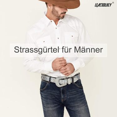 Жіночий ремінь LEACOOLKEY в стилі вестерн, з шипами та пряжкою, PU шкіра, сріблястий (L)