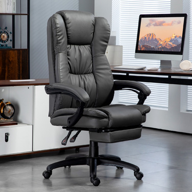 Vinsetto Office Chair Executive Swivel Chair with Footrest and Headrest, Ergonomic Chair, Vibration Desk Chair with Reclining Function, Massage Function, Faux Leather, Dark Grey, 68.5x68.5x113-121cm | Aosom