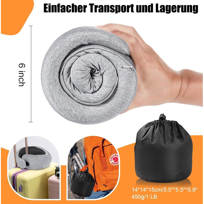 Подушка для шиї з великою капюшоном, Memory Foam, для подорожей, літаків та офісу