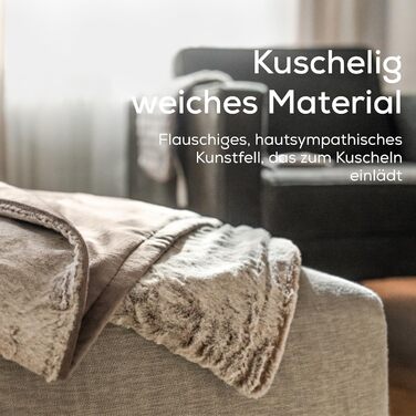 Електрична ковдра Beurer HD 75 Nordic з штучним хутром, 6 температурних режимів, автовимкнення, 180x130 см, бежево-коричнева