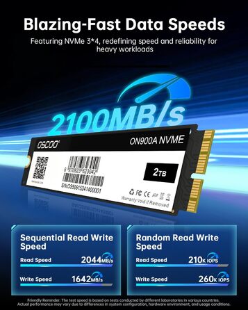 SSD 2TB NVMe PCIe Gen3.0x4 для Mac (2013-2018) - Швидкість до 2000 МБ/с читання, 1600 МБ/с запису