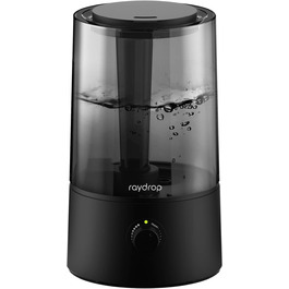Зволожувач повітря Raydrop для спальні та дитячої кімнати, 1,7 л. Тихий, компактний ультразвуковий зволожувач для дитячої та рослин, просте керування та легке очищення, автоматичне вимкнення, 1,7 л, білий (4,0 л, чорний)
