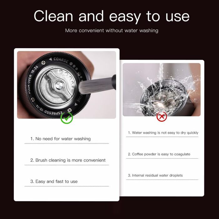 Manual Coffee Grinder with CNC Stainless Steel Burr for Espresso, Travel, Camping, Kitchen & Office, Small Hand Coffee Grinder Manual (Black)