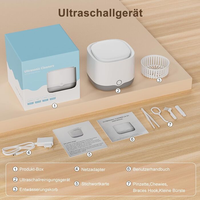 Ультразвуковий очищувач для зубних кап, брекетів та ювелірних виробів UV 45000Hz 24W - Dental Pod