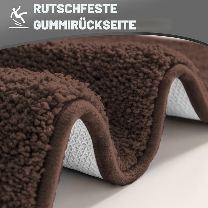 Гігроскопічний килимок для ванної кімнати wyewye з мікрофібри, 2 см, 60x90 см, колір кава