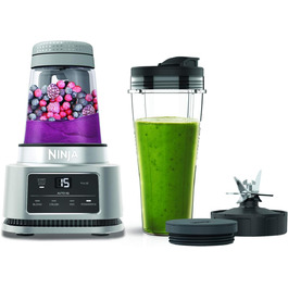 Блендер Nutri Ninja Foodi Power 2-в-1, 1100 Вт, автоматичні програми, чаша 700 мл, чаша 400 мл з Power-Paddel, для смузі, густих пюре та заморожених напоїв, сріблястий (CB100UK)