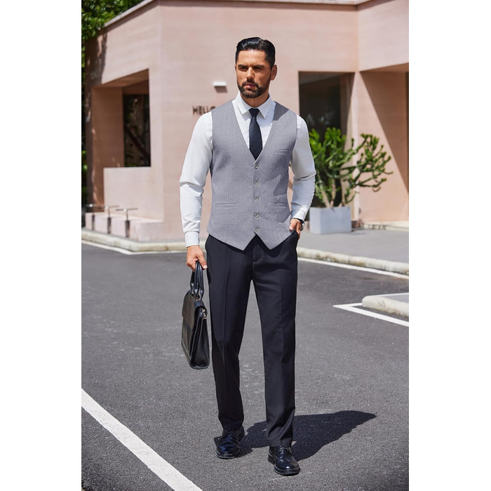 Жилет чоловічий COOFANDY, класичний, для ділового стилю, Regular Fit (Сіро-блакитний, 3XL)