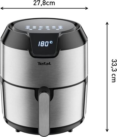 Аерофритюрниця Tefal Easy Fry Deluxe XL EY401D, 1500 Вт, 4,2 л, 8 програм, цифровий дисплей, енергозберігаюча, без олії, нержавіюча сталь