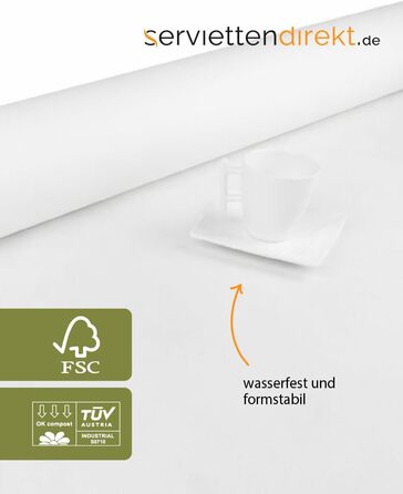 serviettendirekt.de EVERYTHING FOR THE LAID TABLE Airlaid Tablecloth Roll, 118 cm x 25 m 1 piece/roll Roll goods Tablecloth Table linen Meterware on a roll (White)