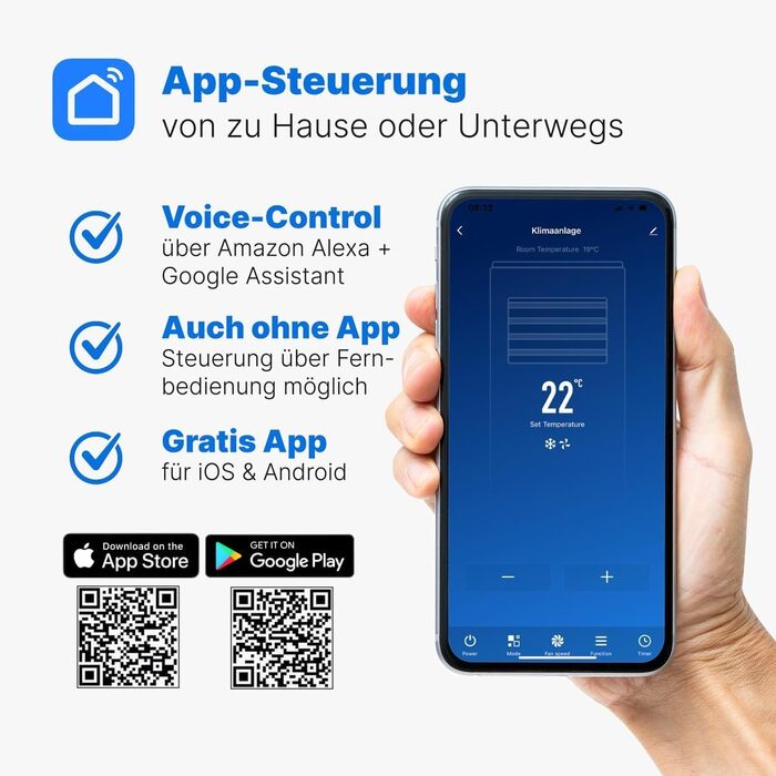 Мобільний кондиціонер Clatronic® CL 3716 з Wi-Fi | 3-в-1: охолодження, осушення, вентиляція | 9000 BTU | з випускним шлангом