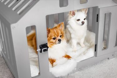 Будка для собак з дерева, клітка для собак із замком, вольєр для собак, чорна, для дому, підходить для собак та котів