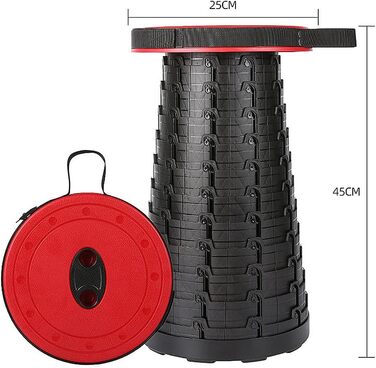 Складний табурет JUVEL - портативний туристичний табурет, телескопічний, до 180 кг, регулювання висоти 6.5-45 см, легкий, для дому та відпочинку на природі