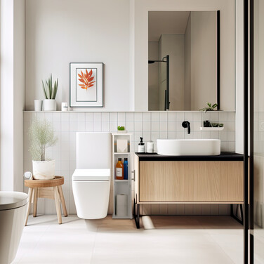 Relaxdays White Standing Toilet Paper Holder