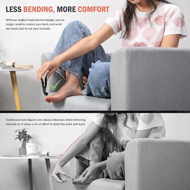 Кусачки для нігтів BEZOX ергономічні з похилим лезом для товстих нігтів (чорні) + пилочка для нігтів. Кусачки для дорослих, чоловіків та жінок.