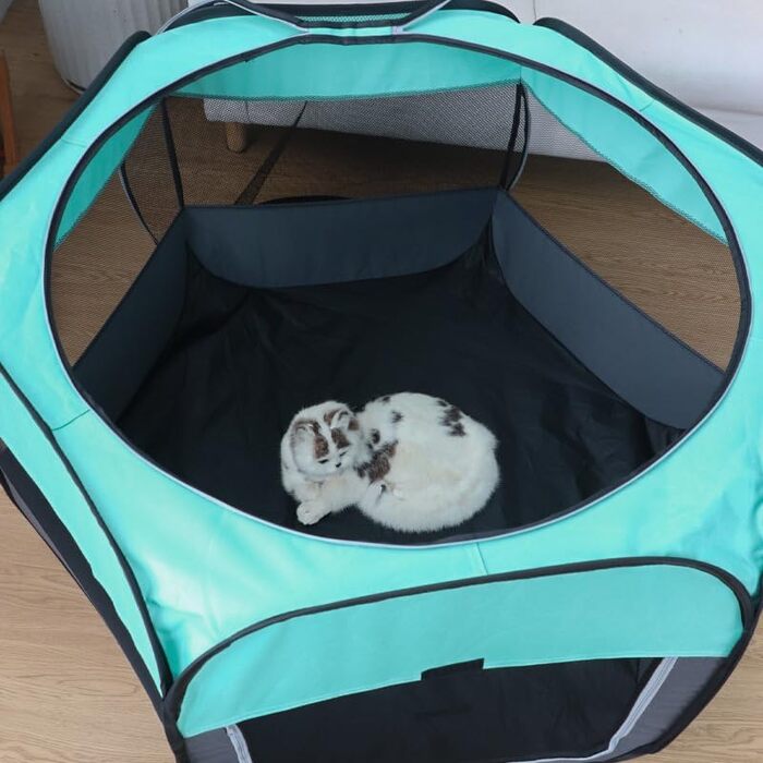 Переносний загін для собак та котів, переносна клітка для тварин, переносна клітка для вагітних котів та собак, клітка для розведення собак, переносна коробка для тварин з сумкою (м'ятно-блакитний, L)