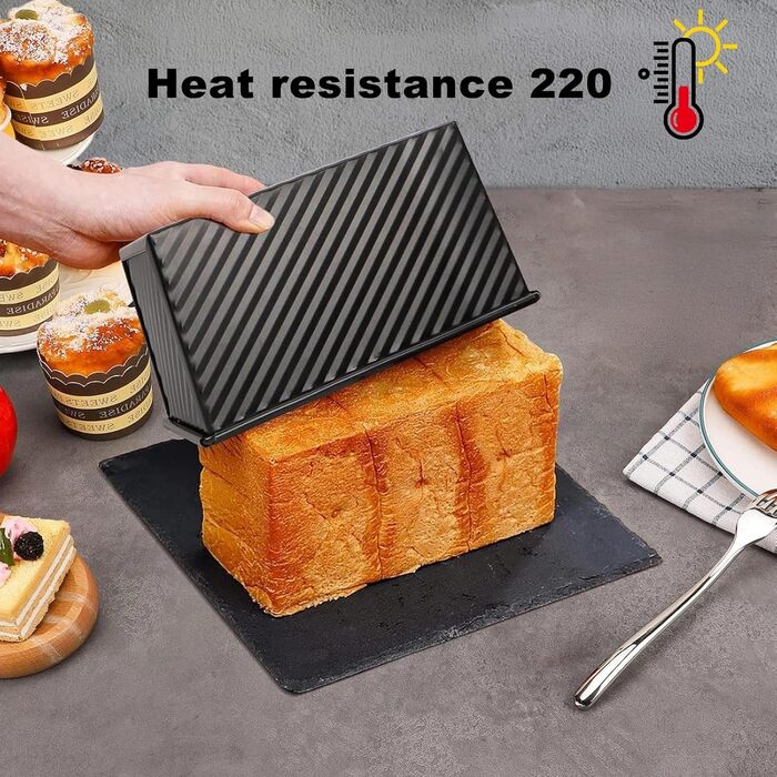 Форма для випічки хліба Toastbrot (2 шт) з кришкою, карбонсталь, чорний та рожевозолотий, для хліба, кексів та випічки
