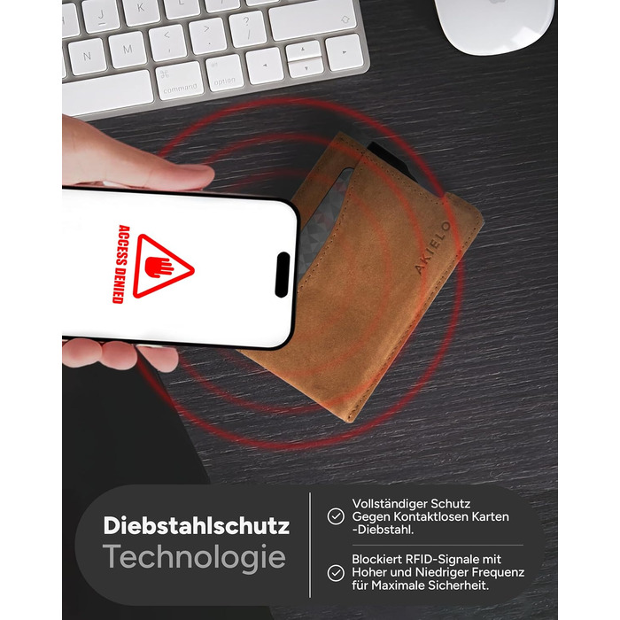 Криза картковий з RFID захистом та подарунковою коробкою – Мінімалістичний гаманець для чоловіків – Компактний портмоне з безконтактним захистом (Alpha Collection) (13. Світло-коричнева шкіряна випуск)