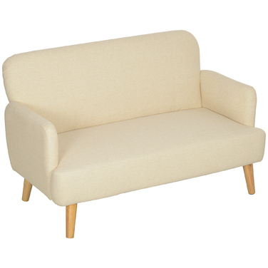 HOMCOM 2-Seater Sofa, Compact Design, Skin-Friendly Fabric, Up to 240 kg Capacity, 130x74x79 cm, Cream White
