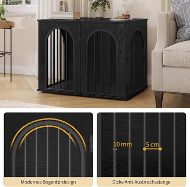 Клітка для собак Hzuaneri, 80 см, 3 двері, сучасний дизайн, чорний колір, для дому, міцна, 80 x 56 x 61 см, DFC85101B