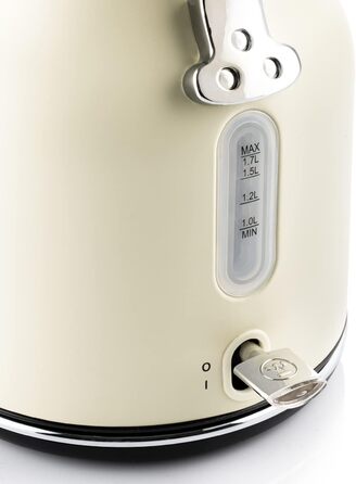 Електричний чайник Westinghouse Retro з регулюванням температури, індикатором рівня води, фільтром від накипу та захистом від перегріву, 1.7 л, білий