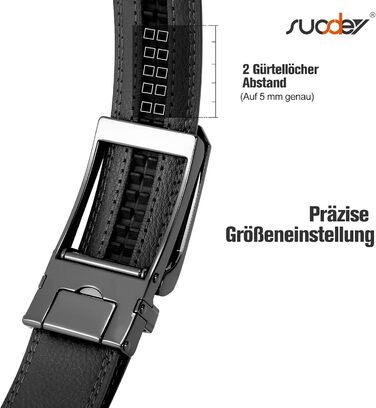 Чоловічий шкіряний ремінь SUOSDEY з автоматичною застібкою, 30 мм, 115/130 см, для штанів, джинсів, костюма