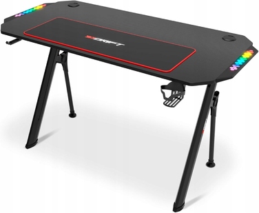 Ігровий стіл 120x60x75 RGB, карбонова стільниця, килимок 80x30 — комплект для геймера