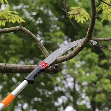 VEVOR Telescoping Tree Saw Manual Tree Saw 1.4-3m Adjustable High-Reach Pruner with 8 Poles Branch Shear Telescoping Blade Made of Carbon Steel Reach up to 298cm for Cutting Branches, Bushes, and Trunks