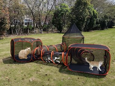 Туннель-намет 2-в-1 для котів та собак, складаний, для вулиці, Pop-Up вольєр для домашніх тварин, огорожа, будиночок (Стиль 5)