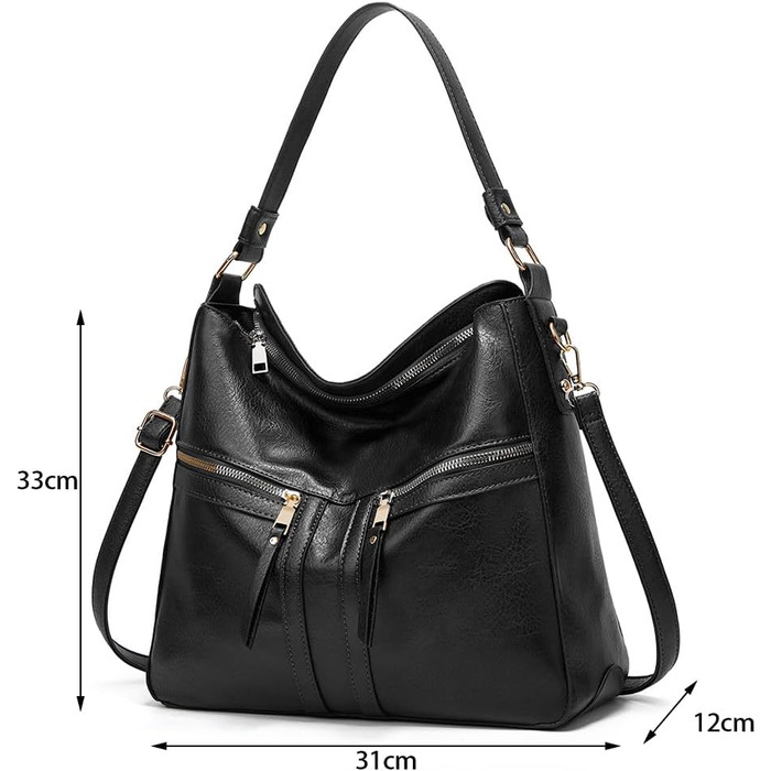 Сумка жіноча шкіряна (PU шкіра) через плече, шопер, елегантна сумка-тоут, чорна (2448)