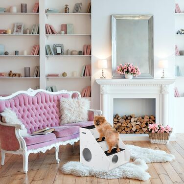 Сходинки для собак та котів Relaxdays, 3 сходинки, HBT 52,5x42x60 см, білий/чорний