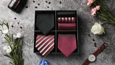 HISDERN Набір краваток для чоловіків (3 шт.) Класичні краватки та нагрудні хустки з шовку для весілля та свят