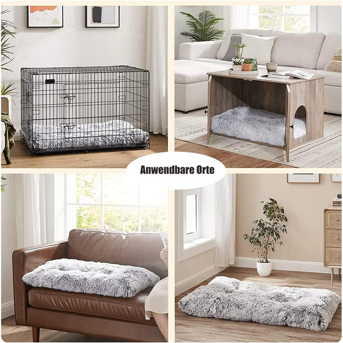 М'яке ліжко для собак SOAI, плюшеве килим для собак, корзина для собак, м'яке покриття, для середніх собак і котів (65x48 см) Бежеве